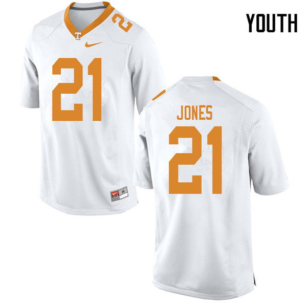 Youth #21 Jacquez Jones Tennessee Volunteers College Football Jerseys Sale-White - Click Image to Close